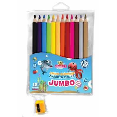 ASTRA Buntstifte Mini Mini 12pcs Jumbo mit Bleistiftspitzer