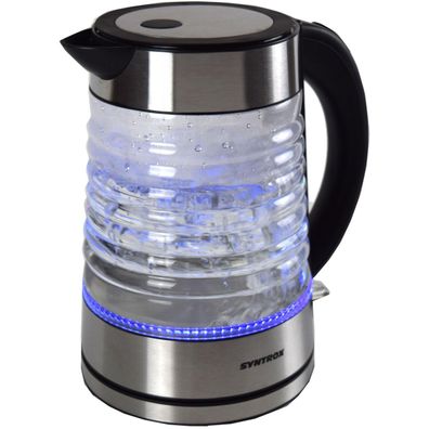 1,7 Liter Wasserkocher Agua aus Glas & Edelstahl mit blauem LED Licht - A-Ware/B-W