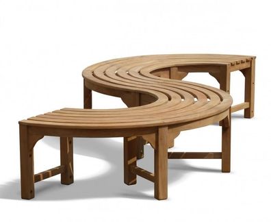 Baumbank Fermo S-Form Teak Massivholz - Außend.: 150 cm - Modell: 360°