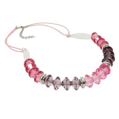 Kette, Facettenperle rosa-pink, Kordel, 45cm