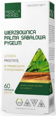 Medica Herbs Weidenröschen Saw Palmetto 600 mg Pygeum Blase Prostata 60 Kapseln