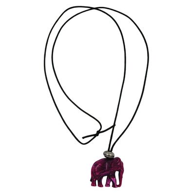 Kette, Elefant, fuchsia-altsilber, 100cm