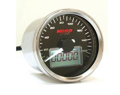 Koso D55 GP Style Tachometer (max 160 km/h, schwarz, weiss beleuchtet), BB551W10