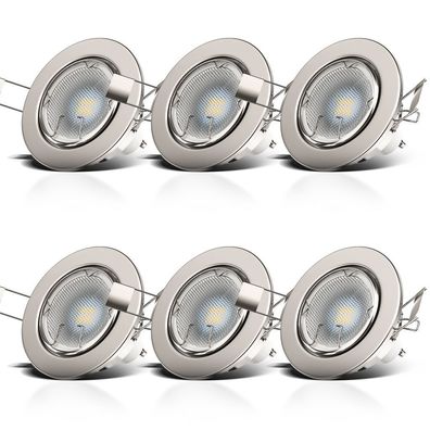 6x/10x LED Einbaustrahler schwenkbar Nickel matt Decken-Spot Einbau-Leuchte GU10