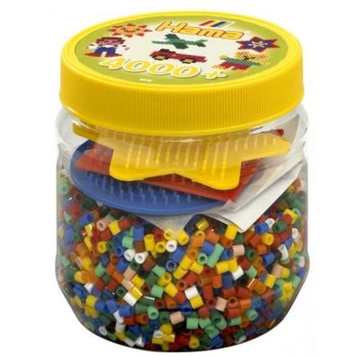 Hama® Bügelperlen Midi - Dose gelb inkl. 3 Stiftplatten 4000 Stück