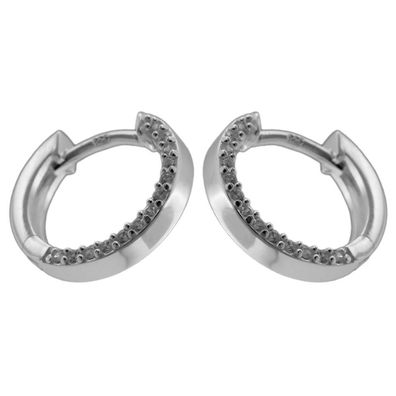 Creole Ohrring 13x2mm Klappscharnier mit Zirkonias Silber 925