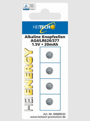 4-er Pack Alkaline Knopfzellen AG4/LR626/377/1,5V