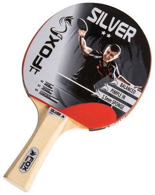 Tischtennisschläger Silver 2 Star23 cm Holz/Gummi Klar/Rot