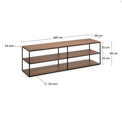 TV-Schrank Yoana 160 x 40 x 50 cm Nussholzfurnier Kommode Schrank Wohnzimmer Neu