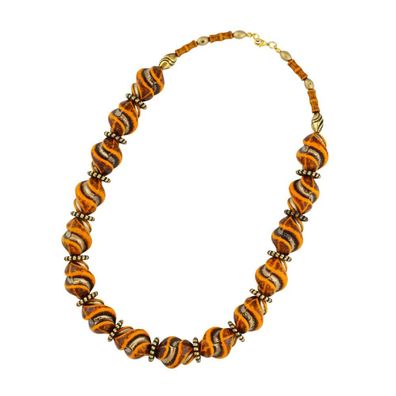 Kette Schraubenperle orange-altgold