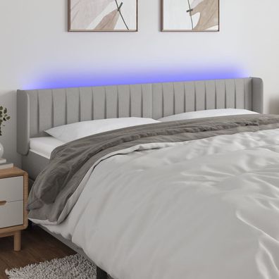 vidaXL LED Kopfteil Hellgrau 163x16x78/88 cm Stoff