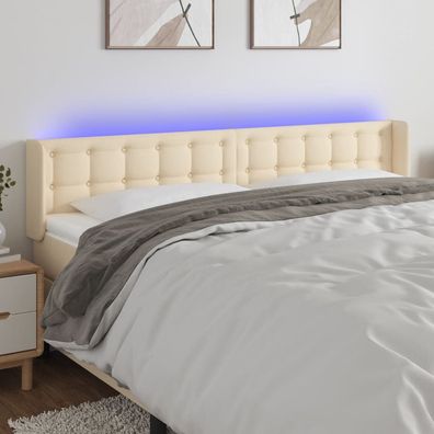 vidaXL LED Kopfteil Creme 163x16x78/88 cm Stoff