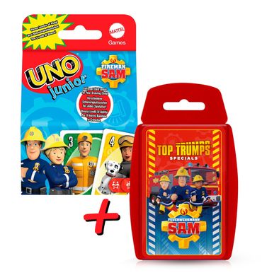 Feuerwehrmann Sam Kartenspiel-Set - UNO + Top Trumps Quartett Kinderspiel Karten