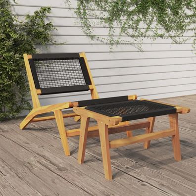 vidaXL Gartenstuhl mit Fußstütze Massivholz Teak und Polyester