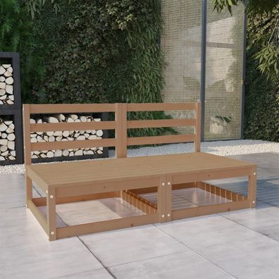 vidaXL Gartensofa 2-Sitzer Honigbraun Massivholz Kiefer