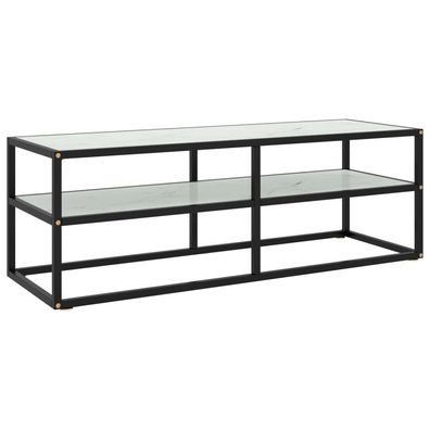 vidaXL TV-Schrank Schwarz mit Hartglas Marmor-Optik 120x40x40 cm