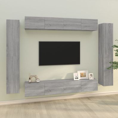 vidaXL 8-tlg. TV-Schrank-Set Grau Sonoma Holzwerkstoff