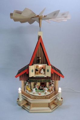 Tischpyramide Adventshaus Engelbäckerei elektrisch bunt Höhe= 53cm NEU Holzpyrami