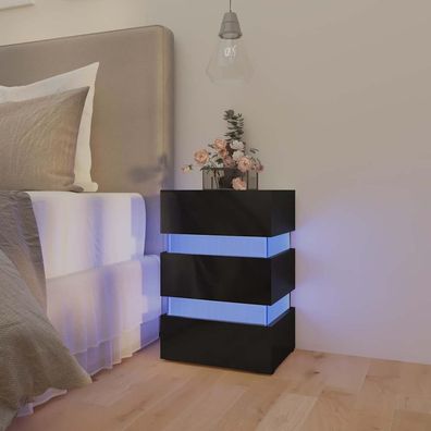 vidaXL LED-Nachttisch Hochglanz-Schwarz 45x35x67 cm Holzwerkstoff