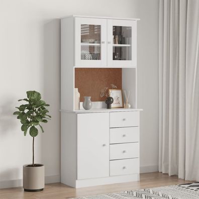 vidaXL Highboard ALTA Weiß 77x35x165 cm Massivholz Kiefer