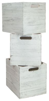 3er set Holzkiste Shabby weiß schwarz passend für Kallax und Expeditregale Regalei