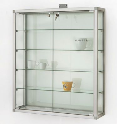 Wandvitrine hängend Sammler beleuchtet 80 cm Schloss Profil quadratisch Spiegel