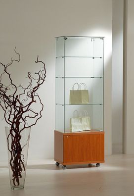 schmale Messevitrine SV mit Unterschrank abschließbar Messebau stehend 60x40 cm