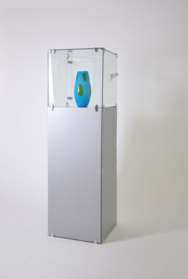 Juweliervitrine klein abschließbar Glasvitrine Exponatvitrine mit Sockel grau