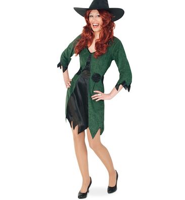 narrenwelt Kostüm Waldhexe Damen Hexe Kleid kurz 1tlg. mit Gürtel Hexe Halloween