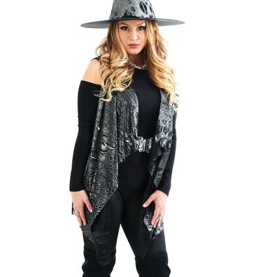 narrenwelt Kostüm Weste Fetzenlook Damen 1-tlg, Damenweste Gr. M + XL Halloween