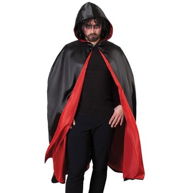 narrenwelt Kostüm Cape mit Kapuze schwarz/rot Halloween Dracula Vampir Gr L - XX