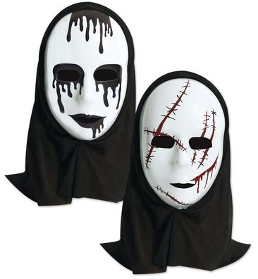 narrenwelt Halbmaske Horror mit Haube Halloween Party Event Horrormaske Horro