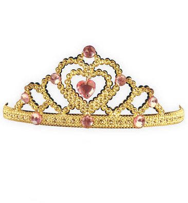 narrenwelt Diadem HERZEN gold mit rosa Schmucksteinen Prinzessin Elfe Fee