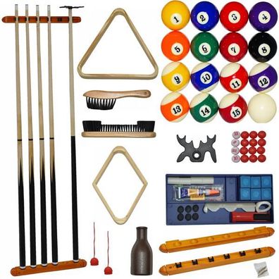 Billard Zubehör Set ALL IN ONE Snooker Pool Billiard Kugeln Queue Repairset