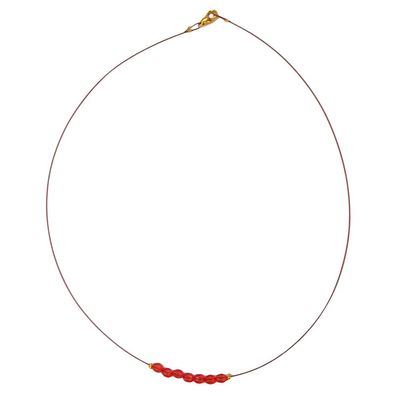 Kette Drahtkette mit facettierten Glasperlen rot 40cm