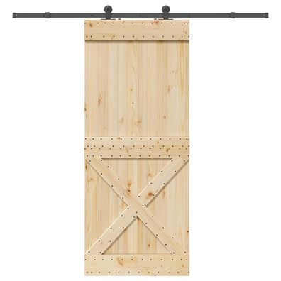 vidaXL Schiebetür mit Beschlag 95x210 cm Massivholz Kiefer