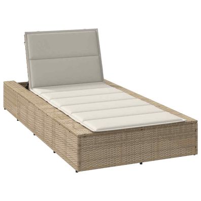 vidaXL Sonnenliege mit schwebender Auflage Beige Poly Rattan