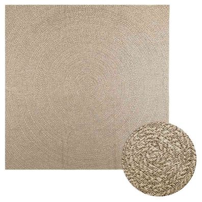 vidaXL Teppich ZIZUR Beige 240x240 cm Jute-Optik Indoor und Outdoor