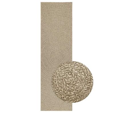 vidaXL Teppich ZIZUR Beige 80x250 cm Jute-Optik Indoor und Outdoor