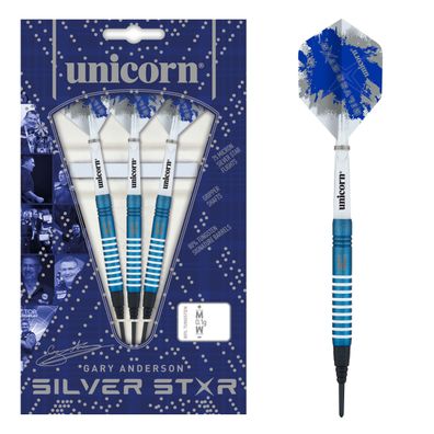 Unicorn Silver Star Blue Gary Anderson Soft Darts, 1 Satz / 17 Gr