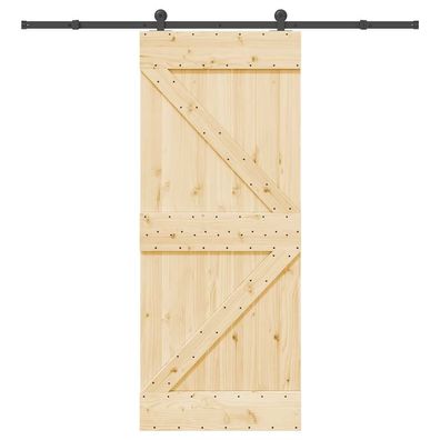 vidaXL Schiebetür mit Beschlag 85x210 cm Massivholz Kiefer