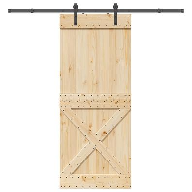 vidaXL Schiebetür mit Beschlag 95x210 cm Massivholz Kiefer