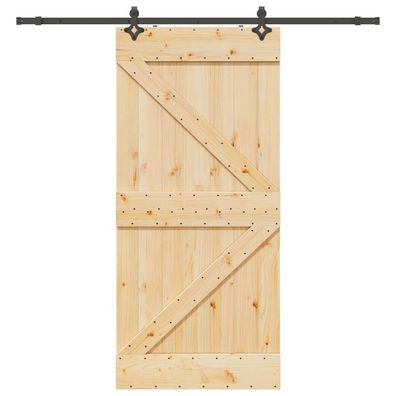 vidaXL Schiebetür mit Beschlag 80x210 cm Massivholz Kiefer