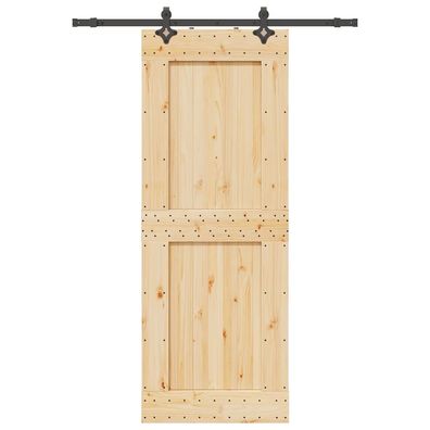 vidaXL Schiebetür mit Beschlag 85x210 cm Massivholz Kiefer