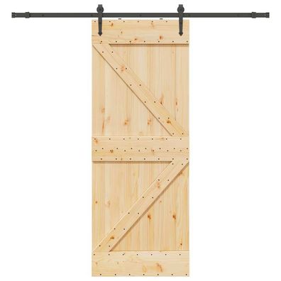 vidaXL Schiebetür mit Beschlag 80x210 cm Massivholz Kiefer