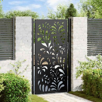 vidaXL Gartentor Schwarz 105x180 cm Stahl Wellen-Design