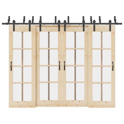 vidaXL Schiebetürbeschlag-Set 305 cm Stahl Schwarz