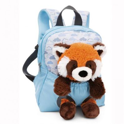 Nici Rucksack mit Plüschtier Roter Panda 25 cm hellblau