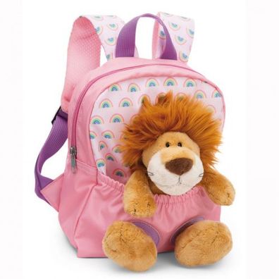 Nici Rucksack mit Plüschtier Löwe 25 cm rosa