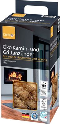 8,95€/kg Öko Grill Holzwolle Holz Kaminanzünder Anzünder Geruchsneutral 1 kg NEU